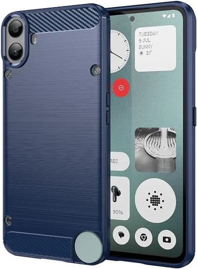 Geborsteld TPU Hoesje Geschikt voor Nothing CMF Phone 1 | Beschermhoes | Back Cover | Flexibel TPU | Stijlvol Carbon | Dun | Blauw