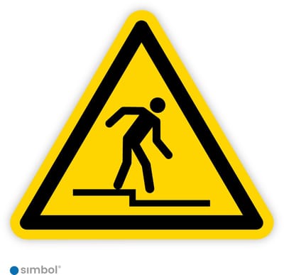 Simbol® - Stickers Afstapje (W070) - Duurzame vinyl sticker (voor binnen en buiten) - Formaat ▲ 5 x 5 x 5 cm.