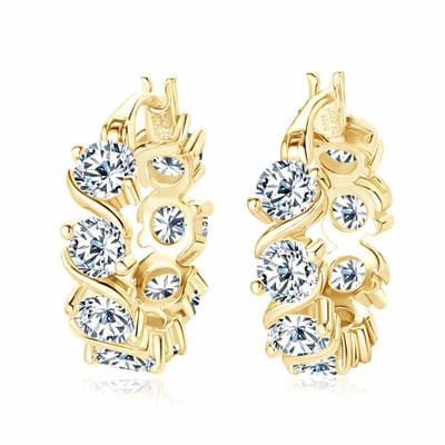Lumici® Exclusive | Royal Bloom Moissanite Oorbellen - 4.80 Carat Totaal - 16 Stenen - GRA Gecertificeerd - Geelgoud Verguld S925 - Luxe Statement Design - Voor Haar - Moederdag - Valentijnscadeau - Verrassing - Goud & Witgoud