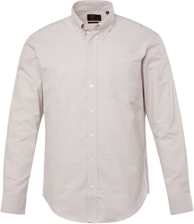 JP 1880 - Heren - Gestreept overhemd lange mouwen buttondown-kraag Modern Fit - Off-white - Maat 4XL