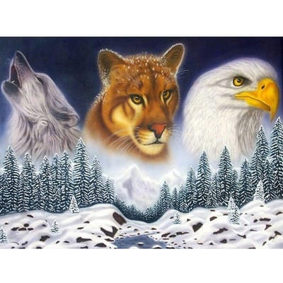Kruissteek Kit DIY Diamant Borduurwerk Adelaar en wolf Luipaard Diamant Schilderij Mozaïek Huisdecoratie 20X30CM gray