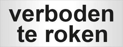 Aluminium deurbordje bedrukt met tekst verboden te roken - 130 mm x 50 mm x 0,5 mm - Deur tekstbordje verboden te roken - Promessa-Design.