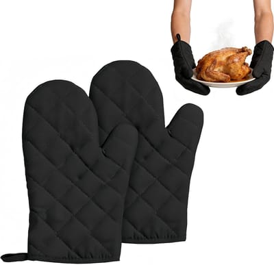 Ovenhandschoenen Katoen - Keukenhandschoenen Hittebestendig - Koken en Bakken - Ademend Comfort - 24x17 cm - Grijs
