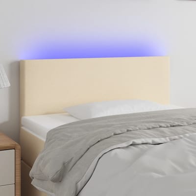 vidaXL - Hoofdbord - LED - 80x5x78/88 - cm - stof - crèmekleurig