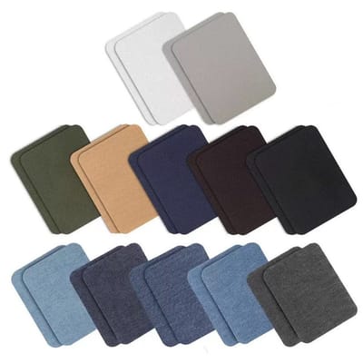 QTTVBTNA - Denim Strijkpatches - Kleurige Twillstof - Herstel & Decoratie - Op maat te knippen - Geschikt voor het repareren van kleding, tassen en hoeden - 12,5x9,5 cm - 24 Stuks