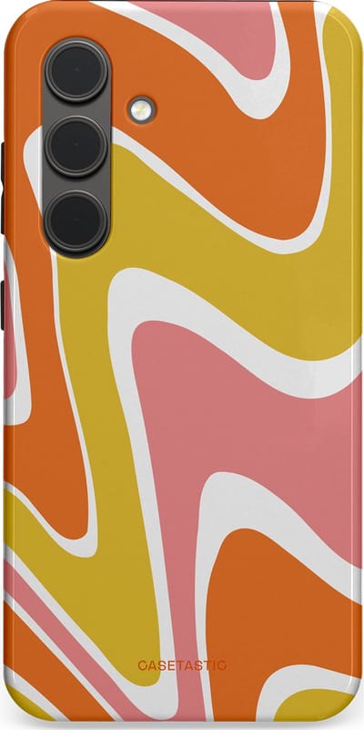 Casetastic hoesje geschikt voor Samsung Galaxy S24 - Dubbellaagse bescherming - Retro rave - Fashion Case - Goud Terracotta Koraal Wit