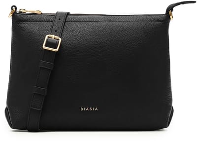 Biasia Weave Small Crossbodytas Medium Dames - Leer - Zwart