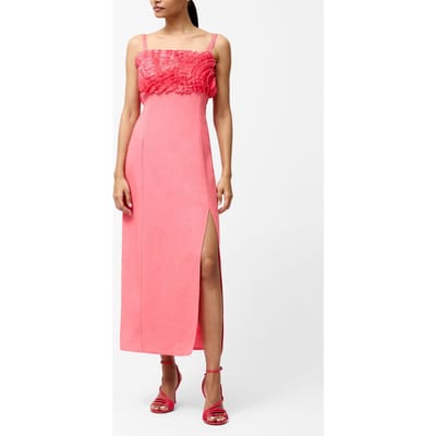 French Connection Ariette Ruffled Bust Midi Dres Raspberry Pink Größe: 6 | Midikleider Outlet | Damen | Rosa