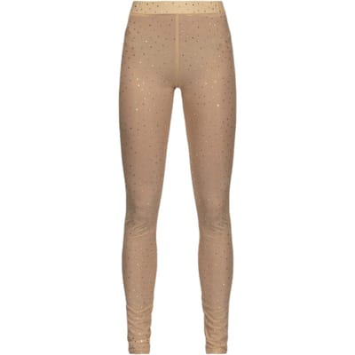 PINKO Ginseng 2 Legging Charmeuse Full Strass Matt Almond Maat: S | Leggings Outlet | Dames | Beige