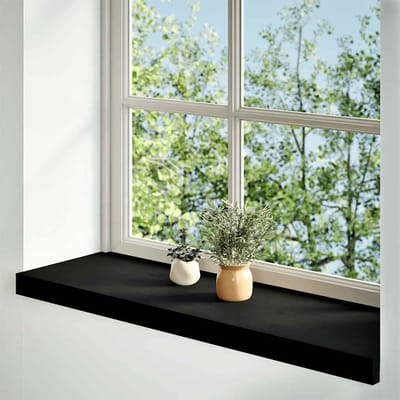 vidaXL - Vensterbanken - 2 - st - 80x25x2 - cm - massief - eikenhout - bruin-zwart