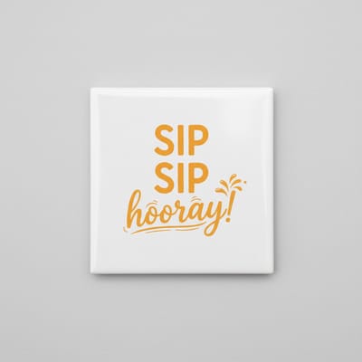 Sip Sip Hooray Tekst Decoratieve Tegel 15×15 cm – Vrolijke Wandtegel voor Keuken, Bar & Feest Decor