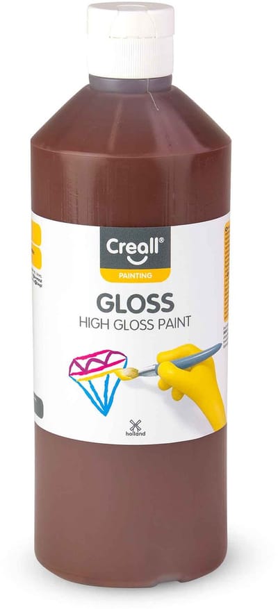 Creall glansverf bruin 500ml - kinderverf voor knutselen en schilderen.