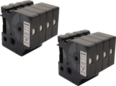 KATRIZ® huismerk label tape voor Dymo 40913 | LabelManager PNP/LabelPoint 150/Protable Labeler PL200/RhinoPRO 5200/6000 | Zwart op Wit | 9mm*7m | 8 stuks