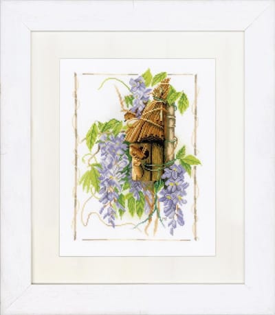 Telpakket kit Winterkoninkje tussen blauweregen - Lanarte - PN-0021194