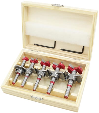 Dailygoods- Forstnerboor 5 stuks - Koolstofstaal - Verstelbare positionering - Houtbewerking - Scharnierboor - Geschikt voor zacht/hardhout - Boorset