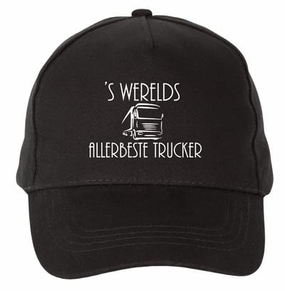 Mijncadeautje - 5 panel - Cap - Verstelbaar - Pet van 100% dik geborsteld katoen- unisex - opdruk wit - 's Werelds allerbeste Trucker - zwart