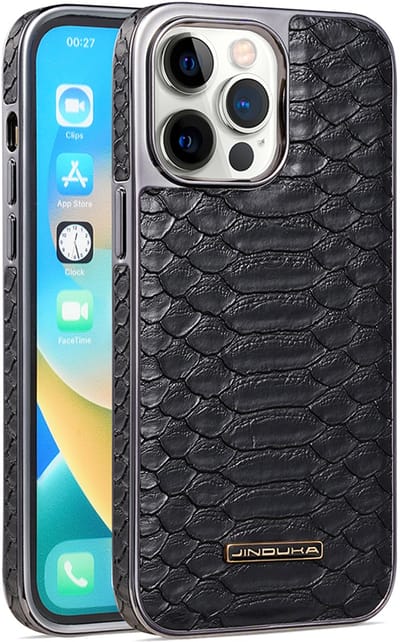 Stravo × JINDUKA Premium Slangendesign Hoes voor iPhone 15 Pro | ZwartValbescherming · Ultra Dun · Stofwerend