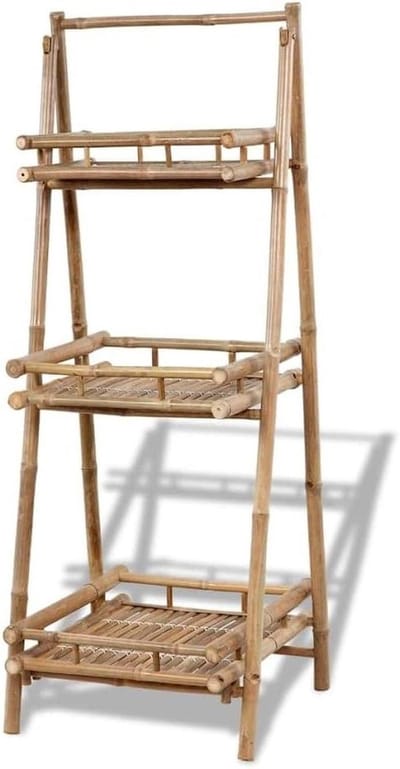 Bamboe plantenstandaard - Plantenrek etagère - Planten presenteren - Opvouwbaar driehoek design - 3 planken - Origineel