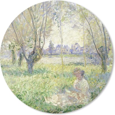 Muismat rond 20x20 cm - Mousepad Zittende vrouw onder de wilgen - Claude Monet - Ronde muismatten