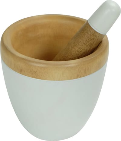 Vijzel Stamper Set Fine Asianliving Vijzel Set/2 Mangohout Handgemaakt in Thailand Wit