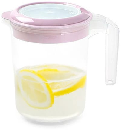 Plasticforte Sapkan / Schenkkan karaf met deksel - 1500 ml - roze - kunststof - met mix en navul deksel