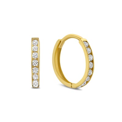 New Bling 9NBG-0733 Gouden Oorringen - Oorbellen - 14 Karaat - 14mm Doorsnee - 2mm Breed - Scharnier - Goud