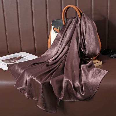 Groot Formaat Zijdeachtig Vlekbestendig Sjaal Vrouwen Effen Foulard Femme Luxe Hijab Lange Bandana Avondfeest Jurk Sjaals En Wraps One Size brown
