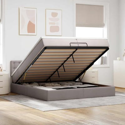 vidaXL - Ottoman - bed - met - matrassen - en - LED's - 200x200cm - stof - taupe
