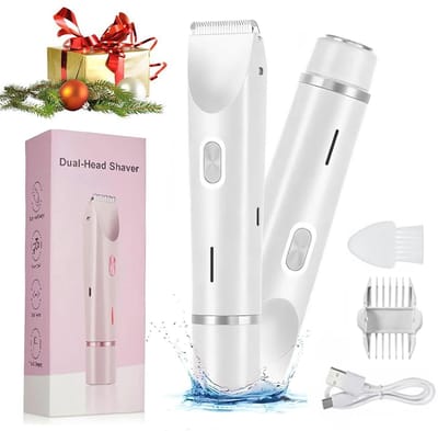 Dubbelkoppig ontharingsapparaat - trimmer - Geschikt voor vrouwen - elektrisch scheer- en ontharingsapparaat - Hair Clipper - Ontharingsapparaat - 2-in-1 elektrisch scheerapparaat - 1 stuk(wit)