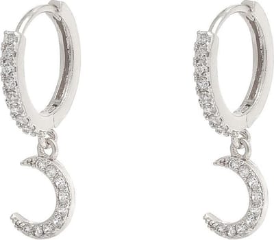 Yehwang Oorbel strass maan zilver