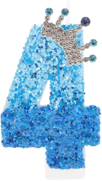 Dailygoods- Verjaardagskaarsen nummer 4 - Kroon-kaarsen - Taartdecoratie - Pauwenblauw - 3D-design - Rookvrij - Taartkaarsen
