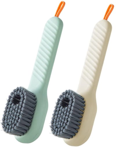 schoenborstel-Sportschoenborstel-Multifunctioneel reinigingsgereedschap - Laarzen- en kledingborstel-Met reinigingsvloeistofdoos- 2-pack-Groen en gebroken wit