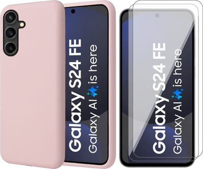 Hoesje geschikt voor Samsung Galaxy S24 FE - 2x Screenprotector Glas - Mat Back Case Roze