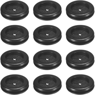 Set van 12 Rubber Grommets voor Kabels, 25mm Desk Grommet, Dubbelzijdige Flexibele Kabeldoorvoer, Desk Hole Cover voor Kabels en Draden, Zwart