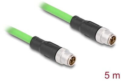 Delock M12 Cable X-coded 8 pin male to male PUR (TPU) 5 m