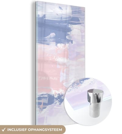 MuchoWow® Glasschilderij 60x120 cm - Schilderij acrylglas - Pastel - Design - Verf - Foto op glas - Schilderijen