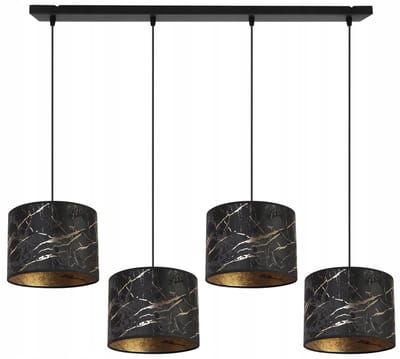 Light-Home Werona – Hanglamp 4-lichts – Zwart met Goud – Verstelbare Hoogte – Stoffen Lampenkappen