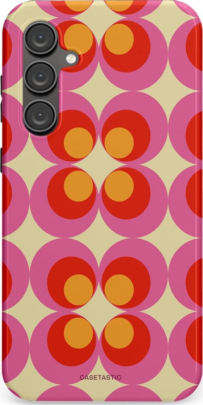 Casetastic hoesje geschikt voor Samsung Galaxy S23 FE - Dubbellaagse bescherming - Circle boogie - Fashion Case - Roze Rood Zand Okergeel