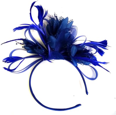 Elegante Blauwe Haaraccessoire met Veren - Fascinator Hoofdband voor Bruiloft en Feest