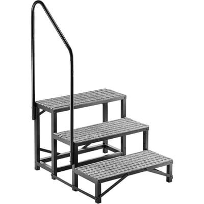 Camperstappen met Handgreep, 3 Treden, Laadvermogen 300 kg, Robuuste Buiten Camper Trappen met Antislip Mat voor Ouderen en Huisdieren, Draagbare Trappen voor Heet