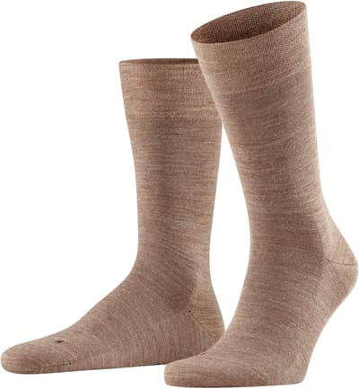 FALKE Sensitive Berlin met comfort tailleband wol katoen sokken heren bruin - maat 39-42