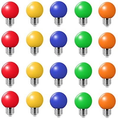 Ledlampen E27 G45 - Kleurrijke Lichtbollen - Decoratieve Verlichting - Waterdicht voor Buiten - 20 stuks - Multi-color