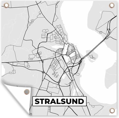 Tuin poster Stadskaart - Duitsland - Kaart - Stralsund - Plattegrond - 200x200 cm - Tuindoek