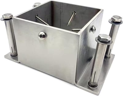 Paalvoet Bevestiging - Ondersteuning Beugel - Terras Maken - Roestvrij Staal - 50x50 mm - Zilver