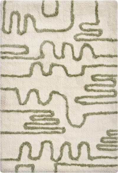 DAHARL - Badmat - Beige/Groen - 60 x 90 cm - Stof