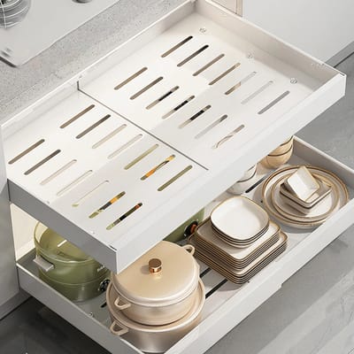Uittrekbare keukenkast organizer - wit - 32 tot 52 cm - 1 stuk