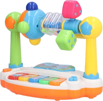 Kindertoetsenbordpiano - Muziekpuzzel Speelgoed - Vroeg Muziekonderwijs - Roterende Speelfunctie - 19 x 14 x 11 cm - Kleurrijk