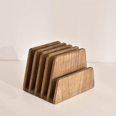 Bureau Mail Organizer 5 Slots File Paper Holder Houten Desktop Document Letter Houder voor Thuis Kantoor Geel Bruin.