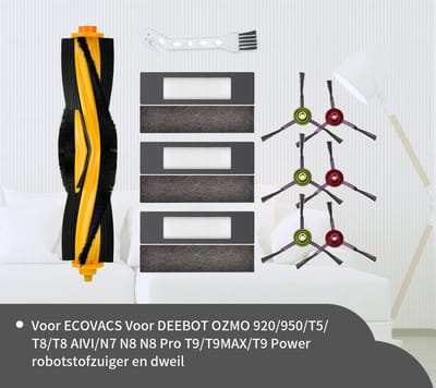 Replacements® Onderdelen set geschikt voor Ecovacs Deebot Ozmo 920 / 950 / 700 / 750 / T5 / T8 / N8 / T9 - 10-delig