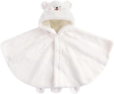 Cape met capuchon - Fleece poncho - Warm aankleden - Schattig berenmotief - 500 g - Bruin